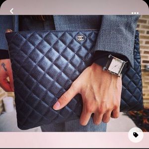 Chanel O Case Quilted Caviar Large